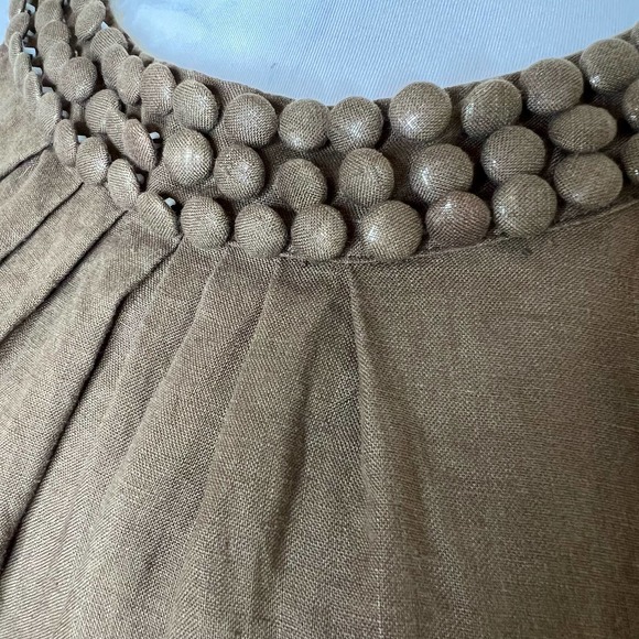 Alexandra Bartlett 100% Linen Top MEDIUM Brown Woven Summer Lagenlook Pleated - Picture 4 of 5